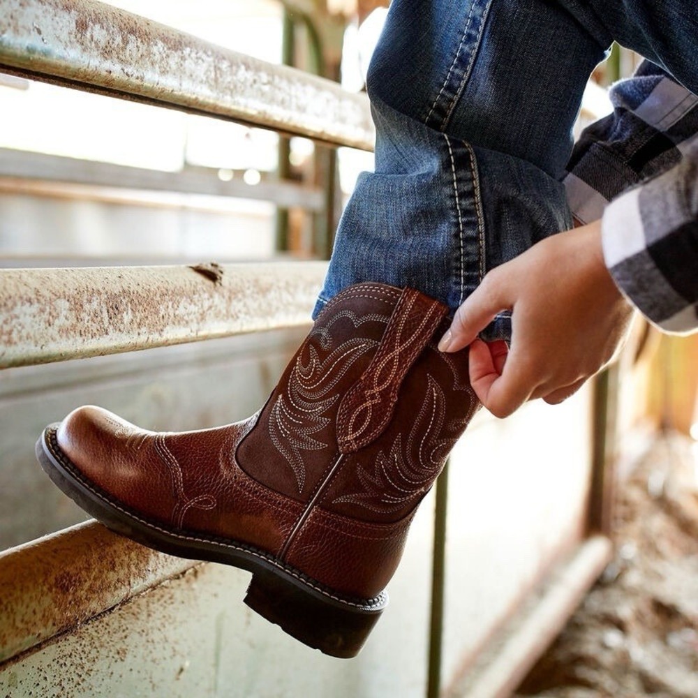 Ariat Fatbaby Heritage Dapper Western Boots Brown Leather Cowgirl Size 7B